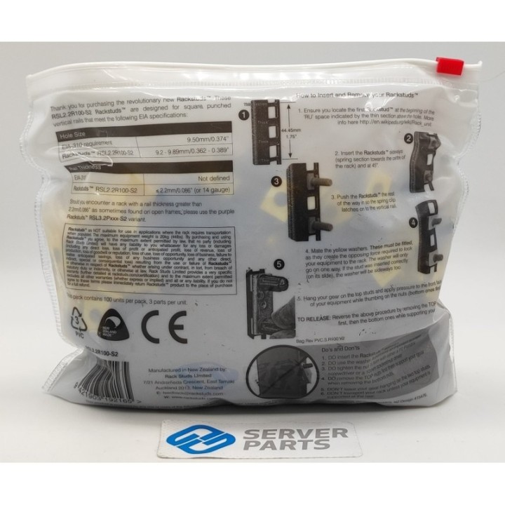 Rackstuds Series II Red V2.2 100-pack RSL2.2R100-S2