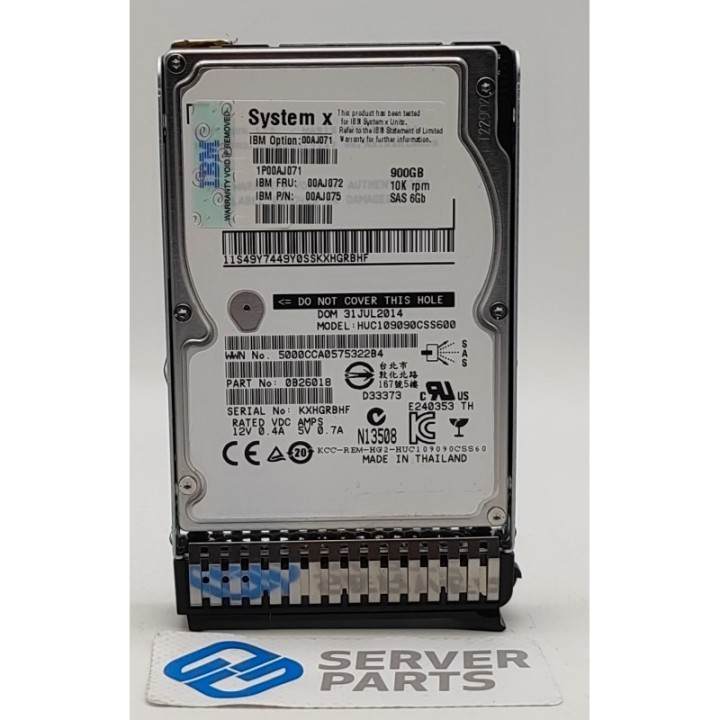 IBM 900GB 10K SAS 6G SFF 00AJ072