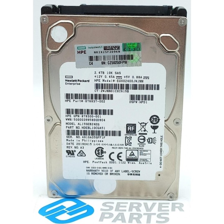 HP 2.4TB 10K SAS 12G 2.5" 876937-002 utan vagga