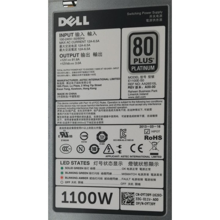 Dell Hot-plug PSU 1100W GDPF3 till PowerEdge G12